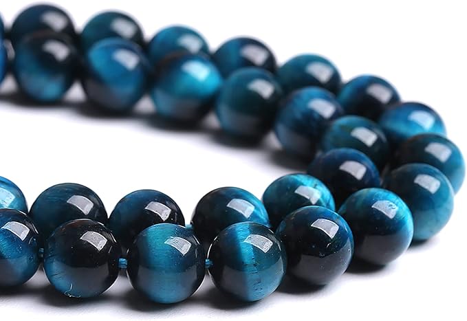 10mm 36PCS Blue Tiger Eye Beads Natural Stone Gemstone Spacer Loose Beads for Jewelry Making DIY Bracelet Semi Precious Beads Strand 15 inches