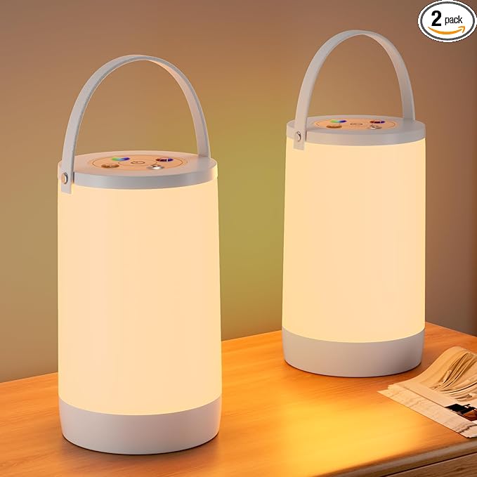 Night Light for Kids, Portable USB Night Lamp with 2200 mAh Battery, Bright Color Changing Light for Nightstand, Small Touch Bedroom Table Lamp for Girls, Boys, Toddler, 2 Pack