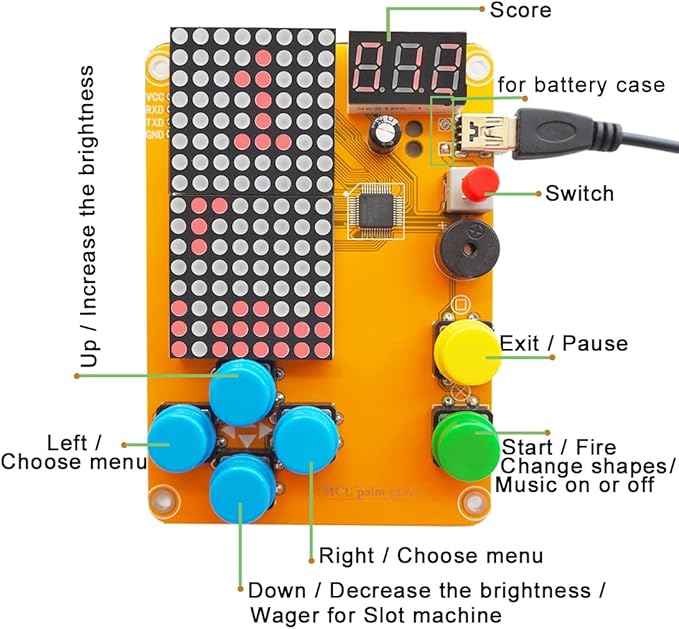 DIY Solder Project Game Kit with 5 Retro Classic Games for Electronic Soldering Practice and Learning, Comfortable Acrylic Case and Handheld Size, Ideal Gift for Family and Friends by VOGURTIME