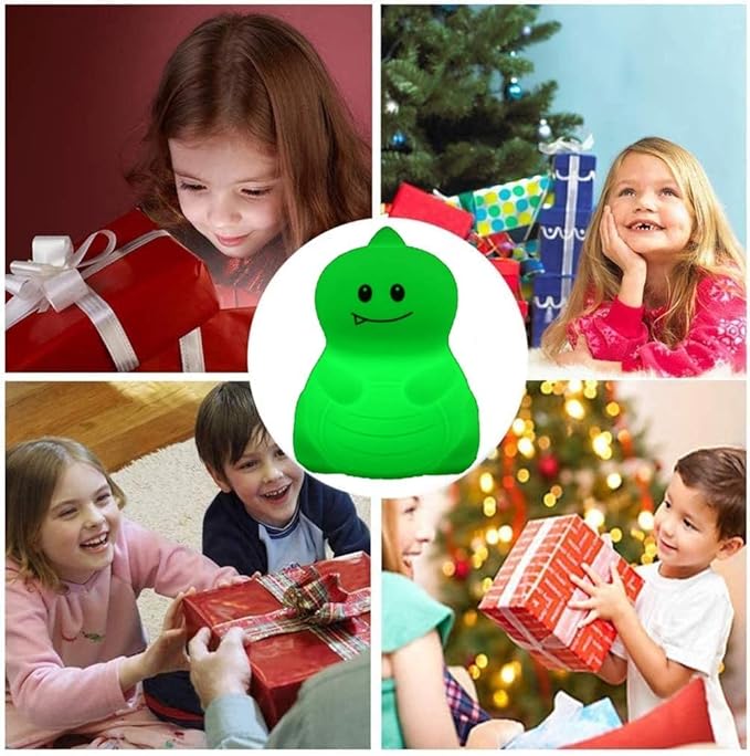 Night Light, Bedside Lamp, Baby Nursery Lamp for Breastfeeding Safe, Break Resistant, Eye Caring, Adjustable Brightness & Color, Timing Function, Remote Control + Touch Control - Dinosaur