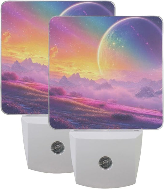 Aslsiy Night Light for Kids Rainbow Fantasy Universe (7) Plug in Wall Lamp LED Dusk to Dawn Sensor Energy Saving Nightlight for Boys Girls Men Women