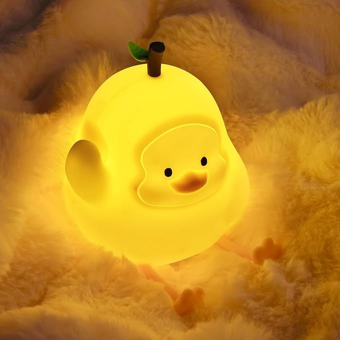 Night Light for Kids, Rechargeable Dimmable Silicone LED Nightlight with 7 Colors, Baby Nursery Night Lamp, Touch Squishy Lamp, Cute Gifts for Girls, Boys, Toddler Room Decor, Yellow Duck