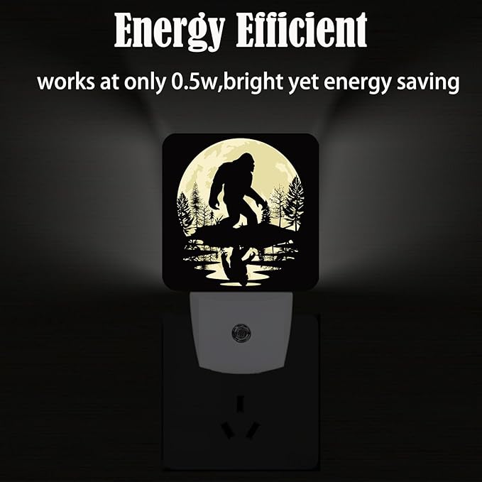 Big Foot Forest Moon Night Light,Plug-in Nightlights Auto Sensor Night Lamp Dusk-to-Dawn Lamp Home Decor for Nursery Children Girls Boys