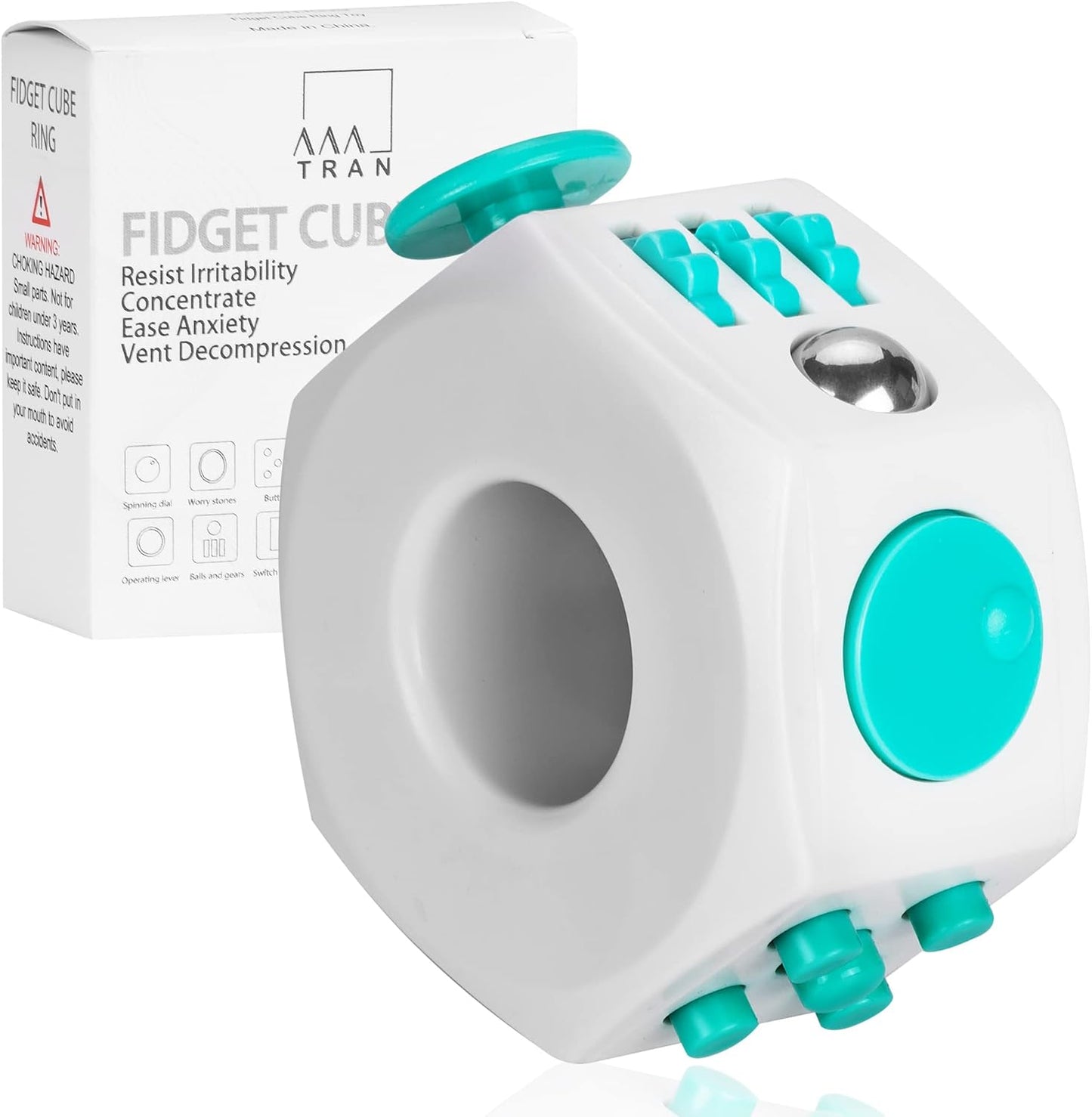 Fidget Cube Stress Relief Toy – 6 Sided Infinity Cube Fidget Toy for Kids, Adults – Heavy Duty ABS Plastic Sensory Fidget Toy for Anxiety Relief – Ideal for Office, School, Traveling