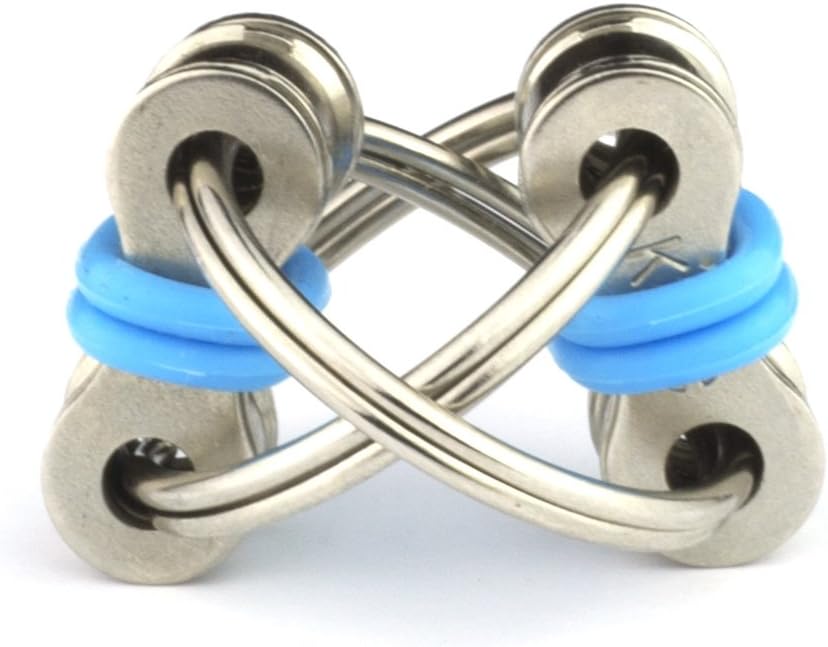 Tom's Fidgets Original Flippy Chain Fidget Toy - Perfect for ADHD, Anxiety, and Autism - Bike Chain Fidget Stress Reducer for Adults and Kids (1, Blue)