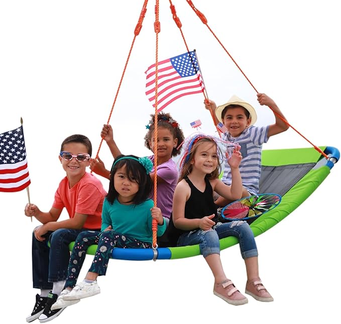 PLATPORTS Platform Swing - Large Rectangle Saucer Swing for Kids and Adults