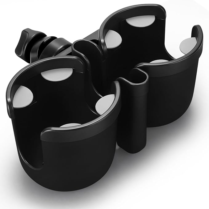 Accmor Stroller Cup Holder with Phone Holder, Universal Cup Holder for Uppababy Nuna Doona Strollers, 2-in-1 Bottle Phone Holder for Bike, Wheelchair, Walker, Scooter