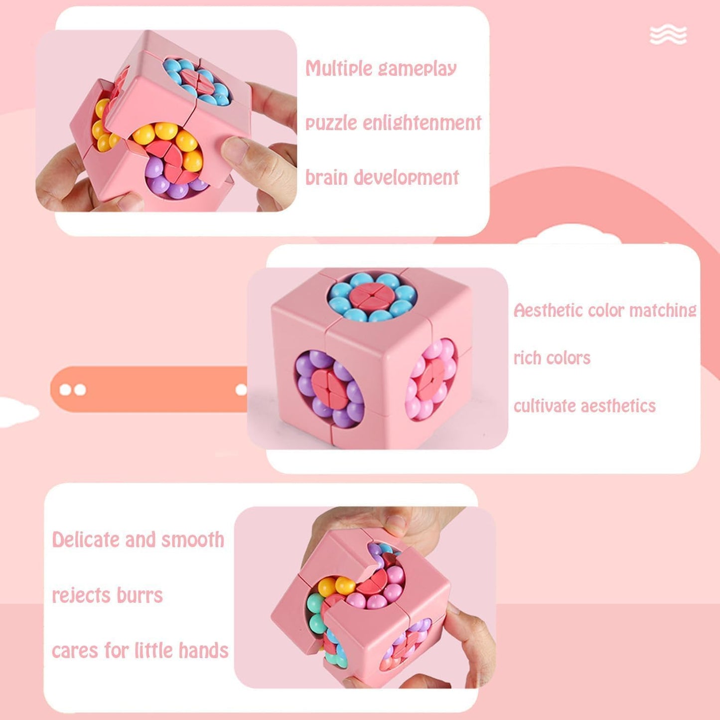 YUDANSI Magic Bean Puzzle Toy, Rotating Cube Magic Bean Educational Puzzle, Magic Ball Brain Teaser STEM Game, Prize or Gift for Kids Boy Girl Age 3+, Teens and Adult for Birthday New Year