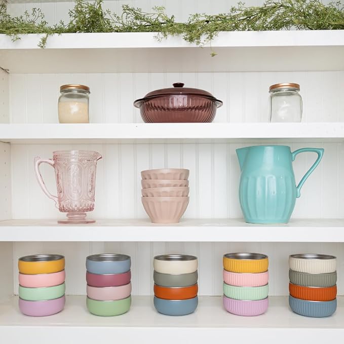 Monkey Proof™ Non-Toxic Stainless Steel Child Bowl 5” with Non-Slip Silicone Shell, (Set of 4 bowls) Unbreakable, Mess Free Feeding for Babies, Toddlers, Kids, BPA free (Garden Party)