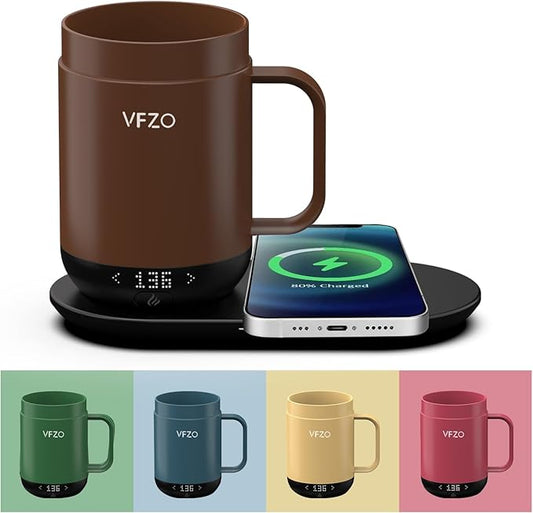 16Oz Temperature Control Smart Mug, Self Heating Coffee Mug LED Display, 180 Min Battery Life - Hot up to 149℉ Fast Wireless Charger Base Improved Design coffee serving sets mug(16oz, Coffee)