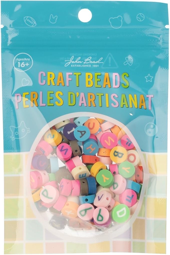 120pcs John Bead 9mm Assorted Alphbets Polymer Clay Craft Beads for Jewelry Bracelet Making