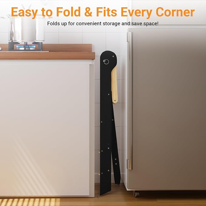 COSYLAND Foldable Toddler Kitchen Stool Helper - Height Adjustable Standing Tower for Bathroom Sink or Kitchen Counter - Step Stool for Toddlers Ages 18 Months to 6 Years Black & Natural