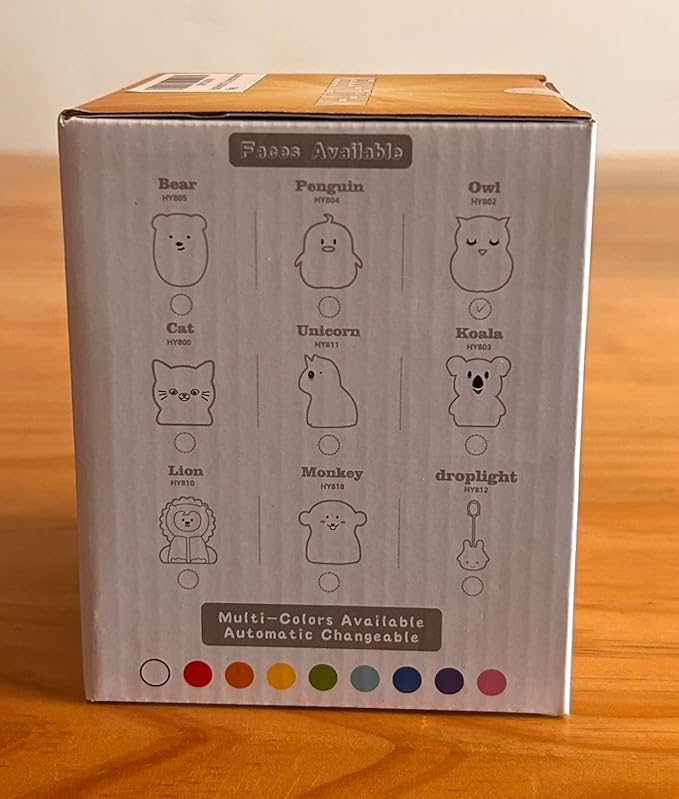 WHA&DARREN Owl Night Lights Kids, Silicone Light Bedside Lamp, Baby Nursery Light, Sleep Night-Light, Squishy Night Light for Kids Room, Animal Night Lights for Girls and Boys