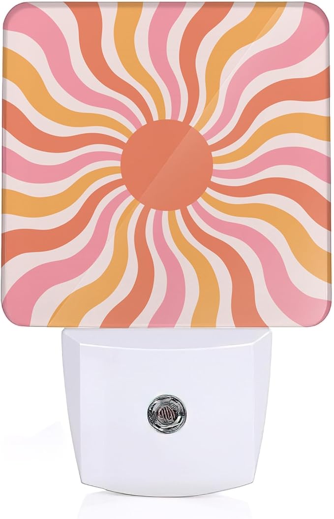Boho Sun Night Light with Dusk to Dawn Light Sensors, Plug-in Wall Led Night Lights, Energy Efficient Lamp for Bedroom/Bathroom/Kitchen/Hallway/Stairs