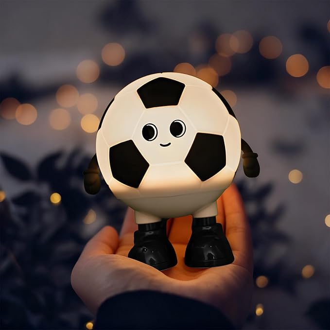 Cute Soccer Ball Fun Night Light - Dimmable RGB Touch Control Lamp, USB-C Rechargeable, Stress Relief Toy for Sports Fans, Home Decor and Gift