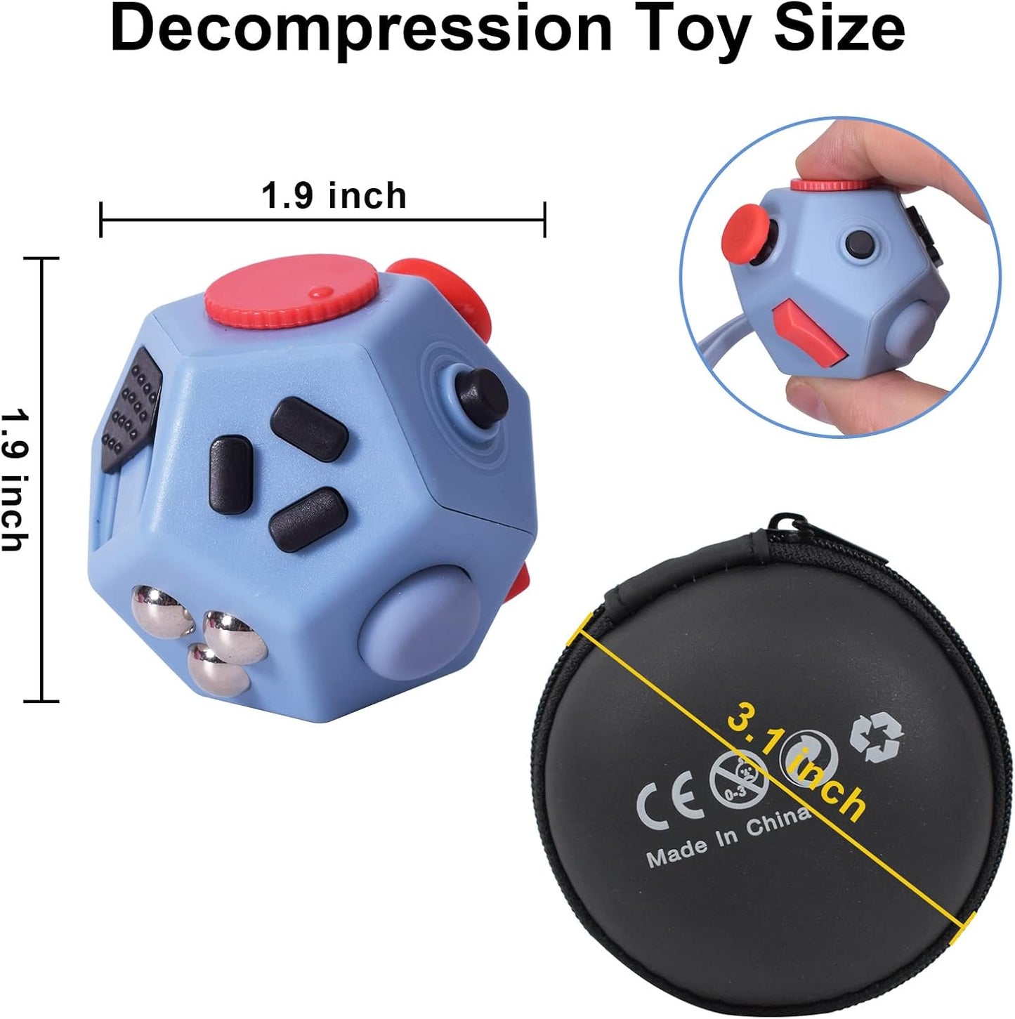 Small Fidget Toys,12 Sided Fidget Toys,Mini Cube Toys Relief Stress,Autism and Anxiety Depression Anti for Kids Adults Improve Focus (Grey)