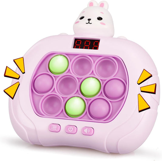 Fast Push Game Pop Fidget Toys for Kids, Handheld Puzzle Game Sensory Toys with LED Screen, Quick Push Light Up Game Gifts for 3-12 Year Old Girls Boys (Rabbit)