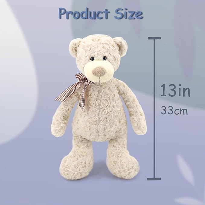 13" White Teddy Bear with Scarf Stuffed Animals for Boys and Girls,Soft and Adorable Stuffed Bear Plush Toys for Newborn Babies and Kids,Great Gifts on Birthday,Christmas,Machine Washable