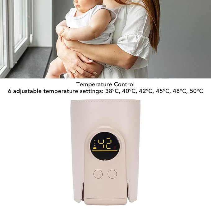 YUYTE Portable Baby Bottle Warmer, Milk Warmer for Bottles 6 Temperature Settings Auto Off with 6000mAH Battery for Travel Outdoor Feeding