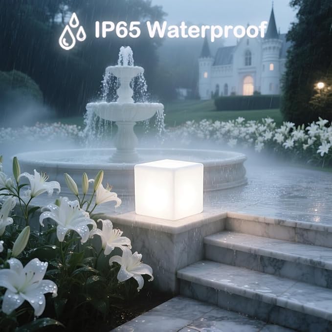 20-in LED Cube Chair, Cordless Rechargeable LED Cube Light Table, 16 Colors Glowing Light Up Cubes, Waterproof Glow Cubes Floor Lamp, Dimmable Cosmic Tesseract Mood Lamp for Bedroom Patio Garden Party