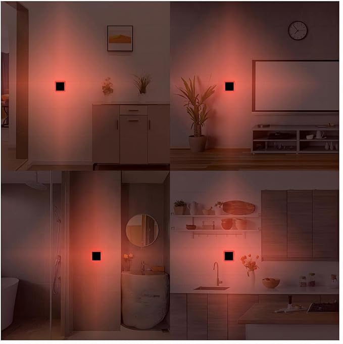 KINUR 6 Pack Red Night Light, LED Night Lights Plug into Wall with Dusk to Dawn sensors, Plug in Night Lights for Kids Room, Bedroom, Bathroom, Baby Nursery,Stair Lights, Hallway Light, Daylight