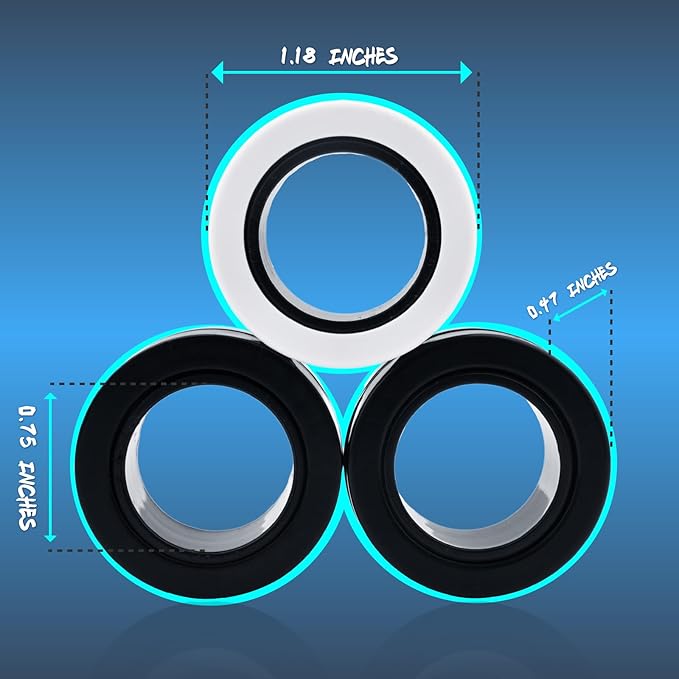 Cevioce 6 PCS Magnetic Ring Fidget Toys Set,ADHD Anxiety Magnetic Finger Spinner Pack for Teens Adults and Kids,Coolest Magnet Stress Relief Toy Birthdays Gifts for 8+ Year Old Boys Girls Present
