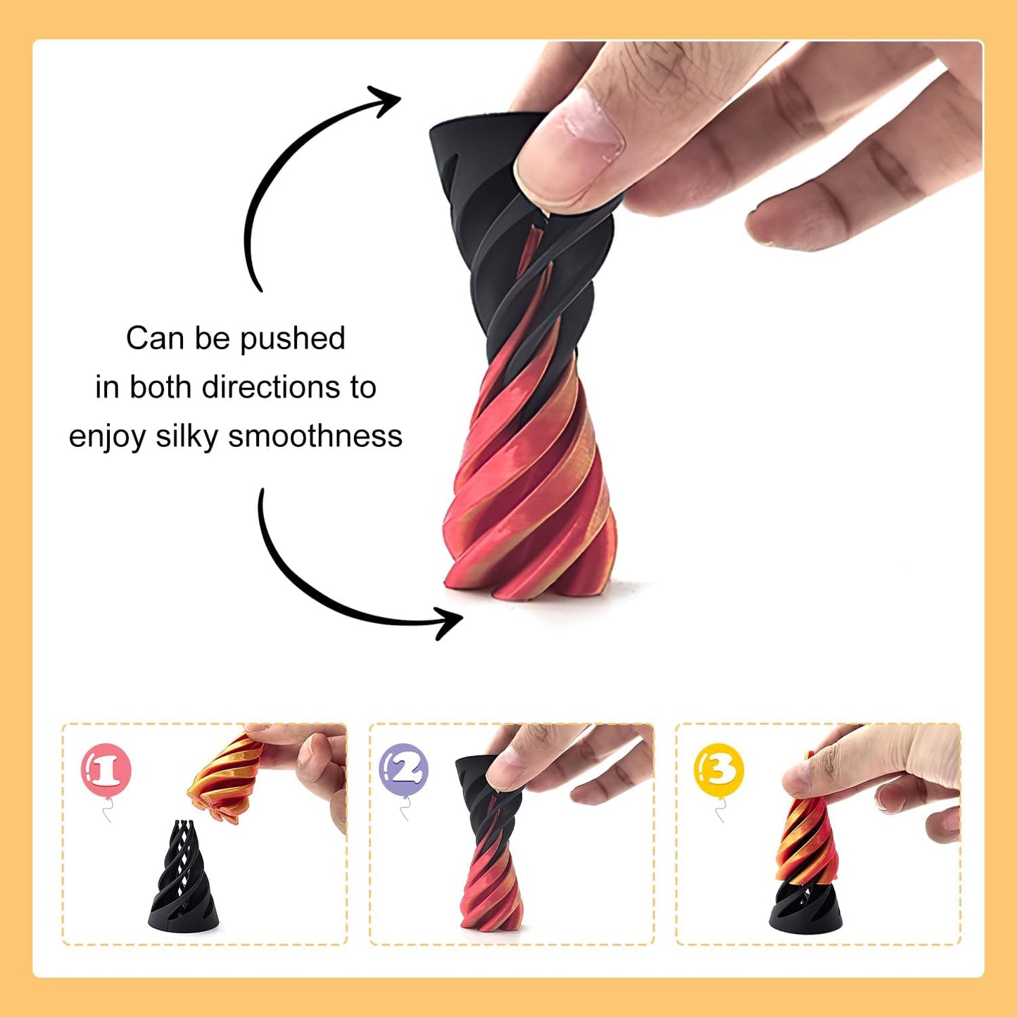 Impossible Cone Spiral Cone Fidget Toy Impossible Pyramid Crossing Sculpture Crossing Pyramid Fidget Toy Mini Vortex Illusion Cool 3D Printing Figurine