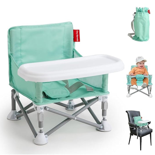 Tiny Marvels Portable 3-in-1 Baby Chair – Cozy Toddler Chair, Baby Seat with Tray, Booster Seat – Compact, Foldable, Safe with Child Safety Belt Carry Bag – Perfect for Travel & Family Time