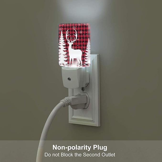 Silhouette Christmas Elk Night Light,Plug Into Wall Decor for Stairway,Hallway,Kitchen,Dusk to Dawn Sensor Nightlights for Boys/Girls/Women/Men Room Gifts