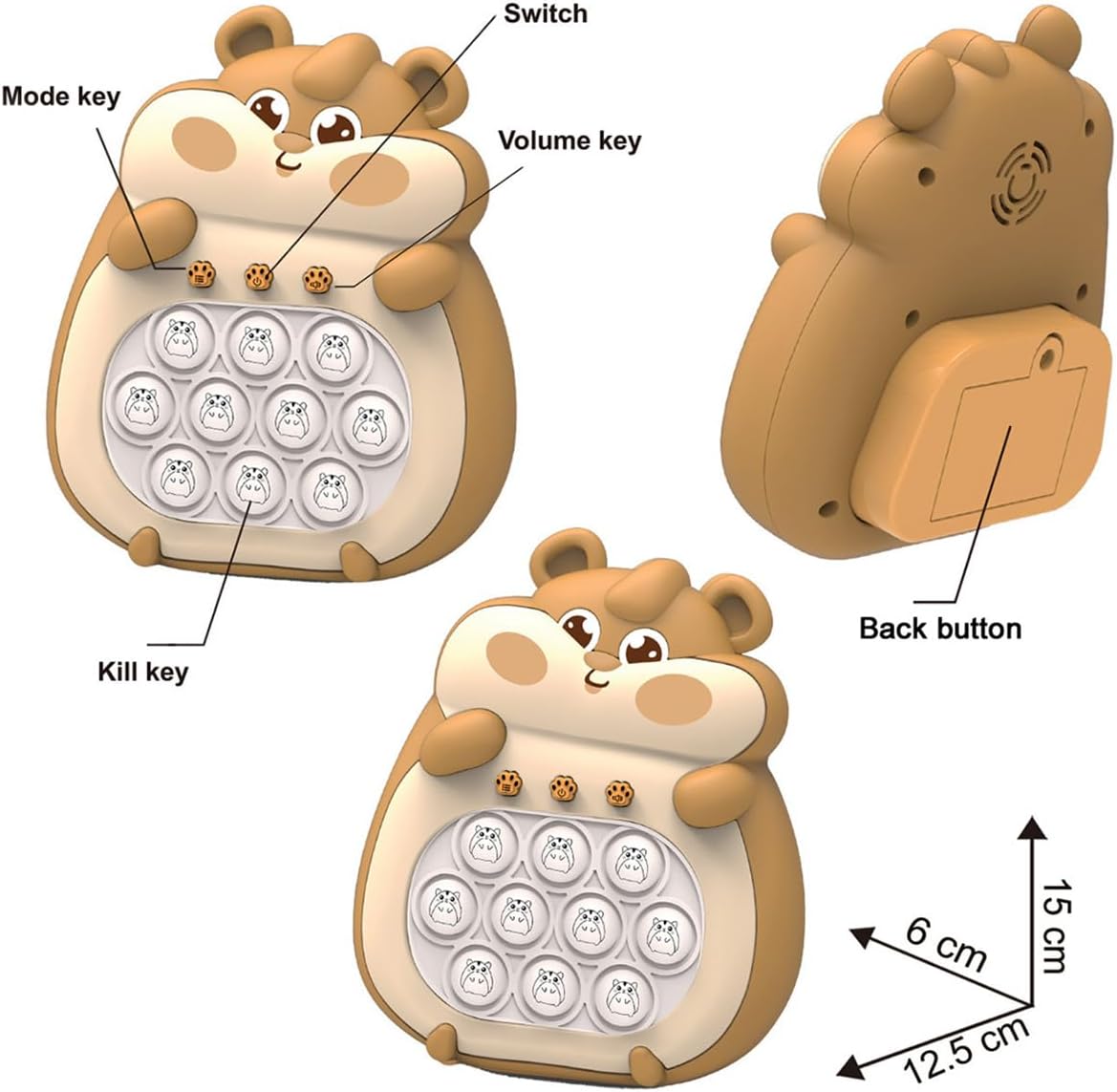 Puzzle Pop Light Up Game Fidget Travel Games /Upgrade Travel Sensory Fidget Toys Popular Handheld Games for Teenagers Anti Anxiety Autism Relief Birthday Party Gift (Brown Hamster)