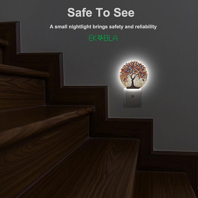 EKOBLA Colored Seasons Tree LED Night Light Tree with Colorful Leaves Dusk to Dawn Plug-in Nightlights Auto Sensor for Home Indoor Bathroom Hallway Kitchen