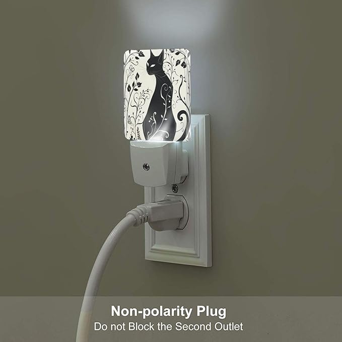 Led Night Light, Black Cat Decorative Plug in Nightlights,with Smart Auto Dusk to Dawn Night Light for Bedroom, Kitchen, Nursery, Bathroom