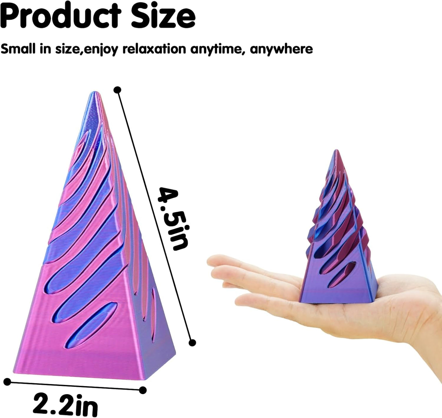 3D Printed Spiral Cone Fidget Toy,Impossible Cone Pyramid Passthrough Sculpture,Stress and Anxiety Relief Fidget Desk Toys (Dark Blue Green)