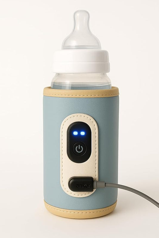 Travel Baby Bottle Warmer with USB – Digital Display, Adjustable Heating, Insulated Portable Sleeve for Warming Milk, Formula & More – Great for Car Trips, Strollers & On-The-Go Feeding