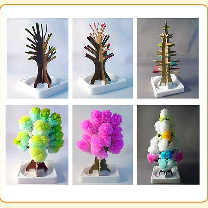 3 in 1 Mini Christmas Tree Magic Growing, Paper Tree Colorful DIY Crystal Growing Kit/Ornaments Decoration Toy Novelty Xmas Gift Boys Girls Science Kits & Toys Learning Guide (B)