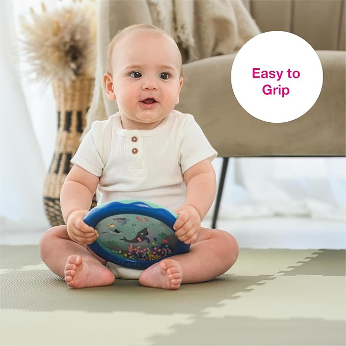 Edushape Sea World Drum for Baby - Set of 1 Ocean Baby Drum Toy for Toddlers 1-3 - Small Drums Musical Toy for Babies 1 Year Old and Up, Soothing Sounds, Fun Tummy Time and Sensory Development