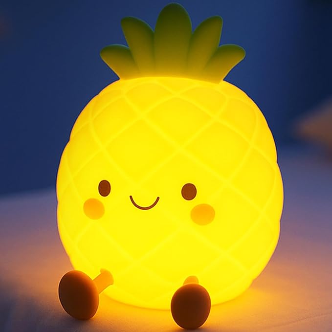 Pineapple Night Light for Kids, Nursery Night Light, Bedside Touch Lamp, Cute Silicone Nightlight for Baby Toddler, 3 Level Dimmable Soft Night Lamp Gift for Bedroom Kids Room Decor