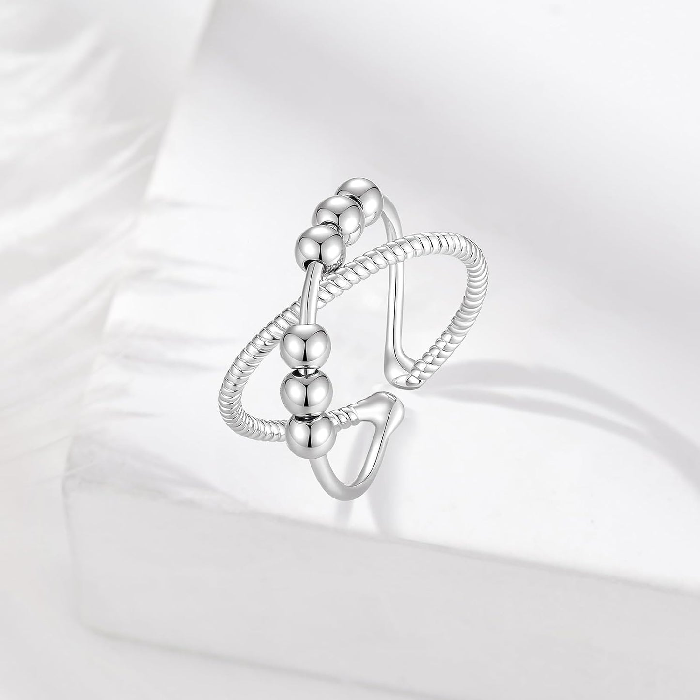 INFUSEU Funny Spinner Fidget Rings for Women Girls Anti Anxiety Stress Worry, Adjustable Size