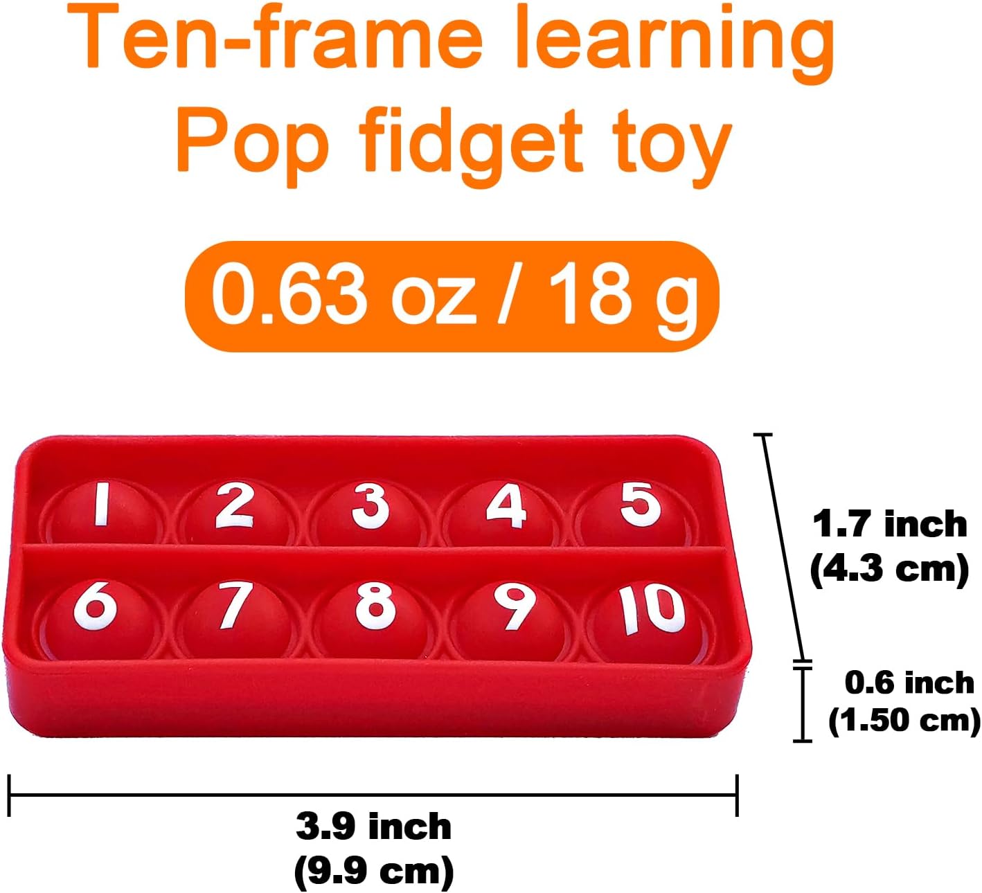 Ten Frame Pop Math Manipulatives - Set of 6 Silicone Fidget Toys for Kindergarten Classrooms - Engaging Educational Counting & Addition Toys for Kids 3 4 5 Years Old