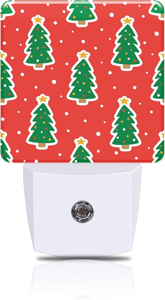 Christmas Trees Night Light, Plug-in Nightlight with Dusk to Dawn Auto Sensor for Home Bedroom Bathroom Hallway Kitchen 0.5W Sleep Friendly Led Lamp for Women Men
