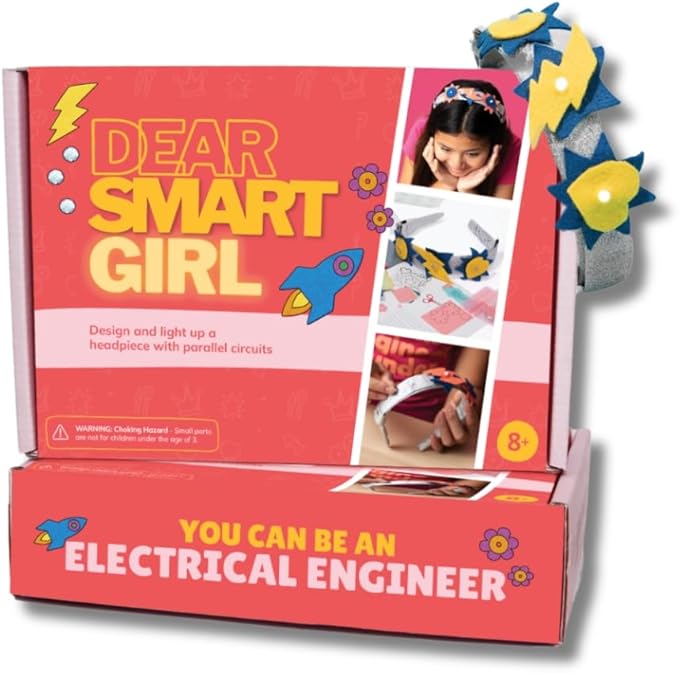 Dear Smart Girl DIY Light-Up Headband: Electrical Engineering STEM Activity Kit, Build Confidence & Skills, Gift for Girls Ages 8-12, Award Winning STEM Education Activity