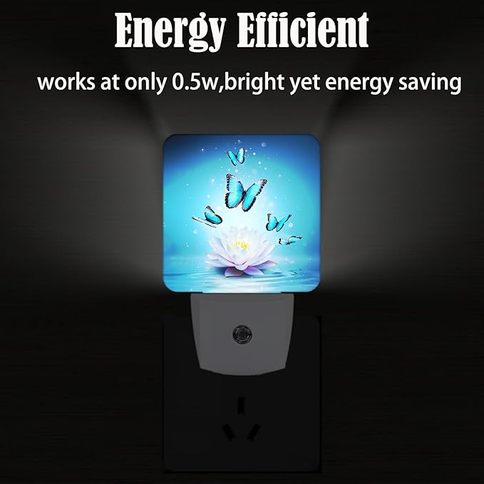 Zen Lotus and Butterfly Night Light,Plug Into Wall with Dusk to Dawn Light Sensors, Warm Nightlights for Bedroom, Bathroom, Hallway, Kitchen, Gifts Ideal for Boys Girls Women Men