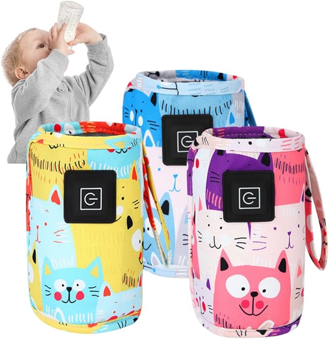 Portable Bottle Warmer,Adjustable 3 Temperature USB Travel Milk Heat Keeper Baby Bottle Heater Warming Bag Milk Heater Cover Bottle Warmer Insulation Bag,Yellow