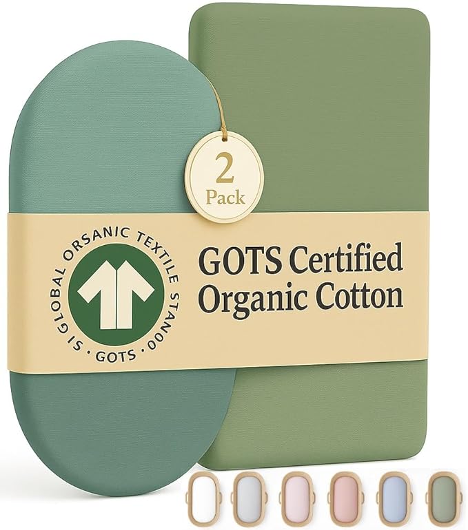 SNOO Compatible GOTS Organic Bassinet Sheets - Aegean Heritage Turkish Cotton 200 GSM - Feel The Quality at First Touch - Halo Bassinet / 100% Cotton SNOO Smart Sleeper Mattress (2 Pack) Boy & Girl