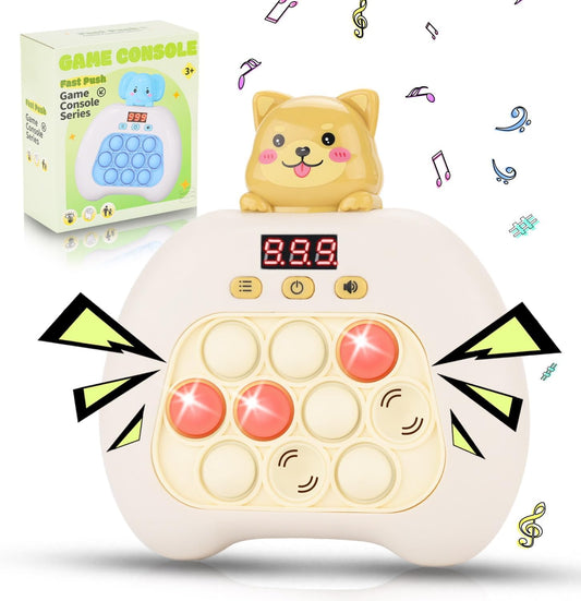 Quick Push Console Game, Pop Game Light up Fidget Toy, Handheld Puzzle Game Fast Push Bubble Game with Game Clearance Screen for Kids Teens Adults (Puppy)