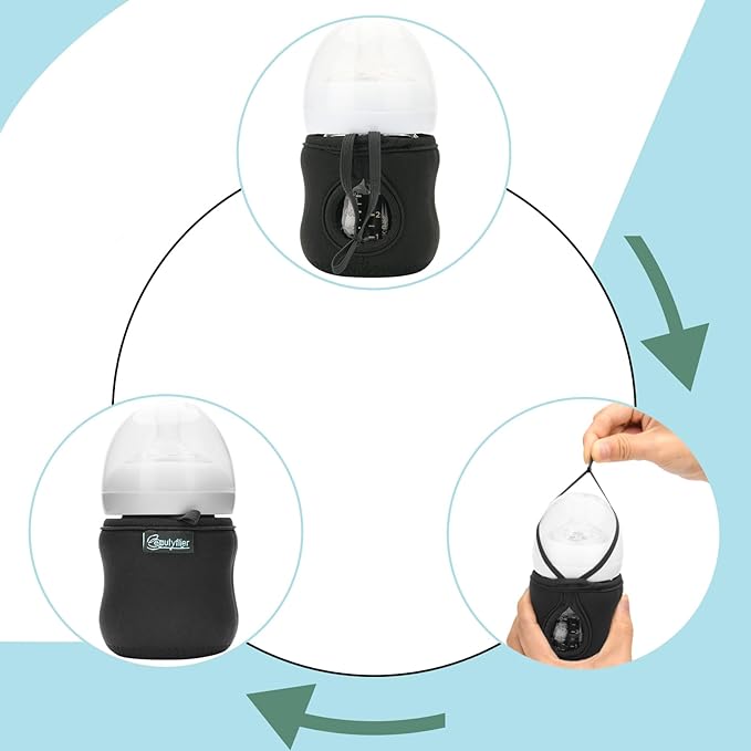 Beautyflier 4oz Glass Baby Bottle Sleeve Covers, Reusable Insulator, Heat/Cold Retention Neoprene Holder for Philips Avent (Black, 2PCS)