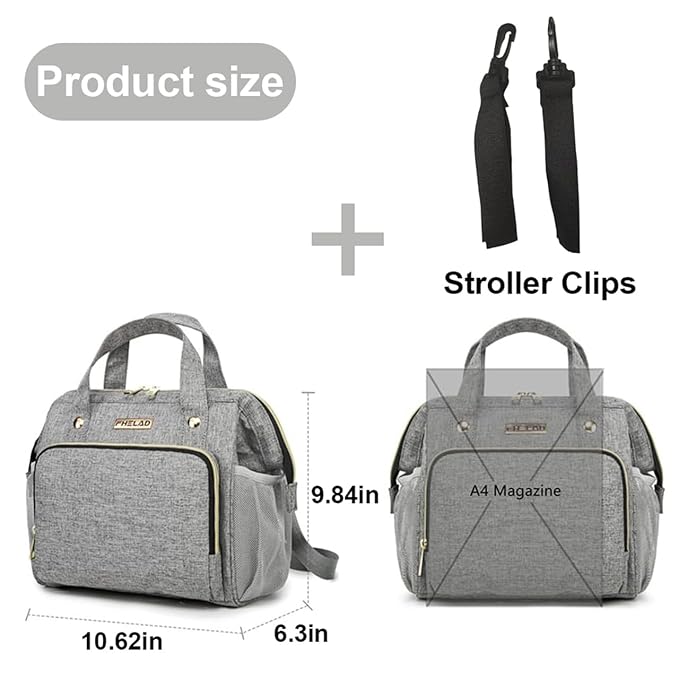 Small Diaper Bag Backpack, Crossbody Diaper Bags for Toddler, Waterproof Multi-Function Newborn Baby Stylish Mini Tote Maternity Bags Travel Backpacks with Insulated Pockets (Gray)