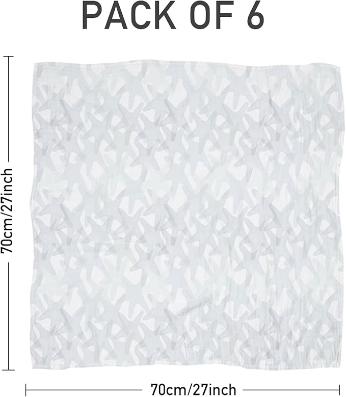 Muslin Baby Burp Cloths, Large 27 x 27 Inches Burping Cloths for Newborn Girls Boys, 6 Pack Baby Burp Rags Towel and Washcloths for Infant (Elegant Colors)