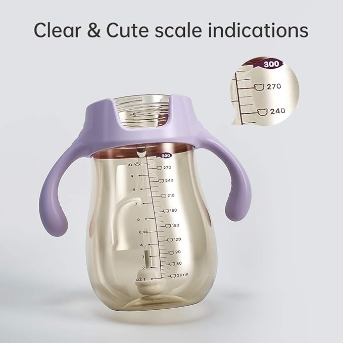 POTATO Sippy Cups For Toddlers with Straw Spill Proof, PPSU Learner Cup with Handle for Girl, Water Bottle for Baby 6 Months with 2 Type of Spout, 6 Ounce Pink