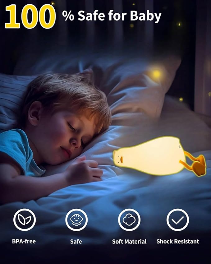 Cute Lazy Duck Night Light, Lazy Duck Lamp, LED Squishy Existential Crisis Duck, Rechargeable Dimmable Duck Light Laying Down with 30 Minutes Timer & Touch Control for Bedroom Living Room